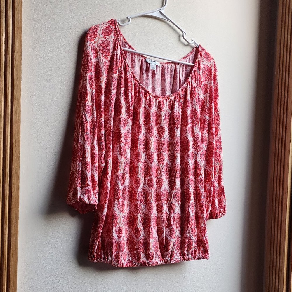 Old Navy Red/White/Pink Geometric Shape Scoop Neck Jersey Size Medium - Picture 4 of 12